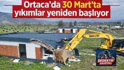 Muğla’nın Ortaca ilçesinde kaçak ve ruhsatsız yapılarla ilgili yürütülen yıkım